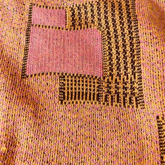 Zara Jacquard Geometric Cropped Sweater Orange Pink Black Size Small - Picture 3 of 9